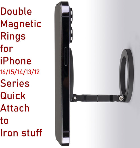 SHINEWEE 17/6/15/14/13/12 Double Magnetic Ring Phone Holder Quick Attach to Any Iron Surface | Swivel & Tilt Adjustable