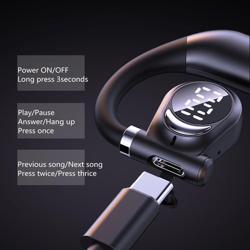 Single Ear Bluetooth Headset, 5.3 Wireless Earpiece with Built-in Mic Battery Display for Cell Phone Computer