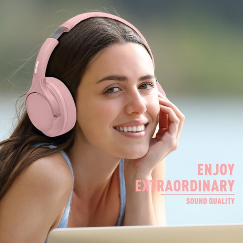 Over Ear Bluetooth Headphones 68H Playtime, 6 EQ Wireless Headset with Microphone, HiFi Stereo, Lightweight Deep Bass