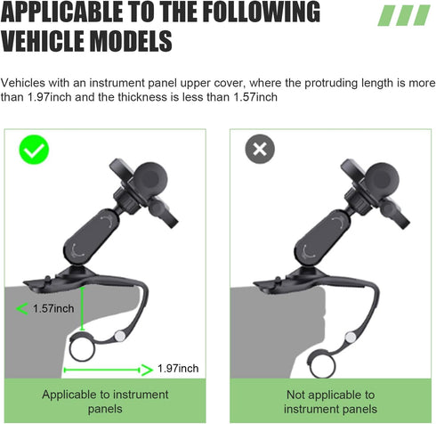 Hugwits 360 4-7 Inches Car Phone Holder, Degree Rotation Clip-on Dashboard Phone Holder, Multifunctional Mobile Phone