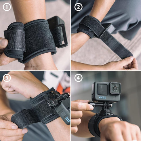 SUREWO Wrist Strap Mount for GoPro Hero 12/11/10/9/8/7/6/5 Black, DJI Osmo Action 4/3, Insta 360 ONE R, AKASO/Campark