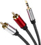 3.5mm to 2RCA Cable, 15FT RC A Male to Aux Audio Adapter, Metal Shell 2RCA Y Splitter, 1/8 to RC A Connector