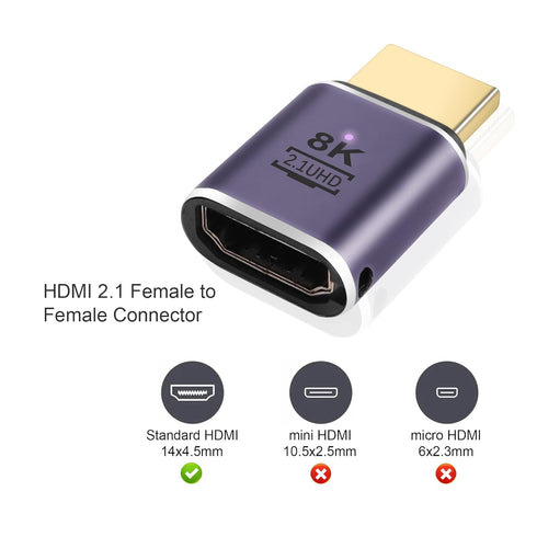 PNGKNYOCN 8K HDMI Adapter, 48Gbps HDMI 2.1 Male to Female Extender Support 8K@60Hz, 4K@120Hz, HDR, eARC for HDTV,Laptop,Monitor,Projector(2-Pack)
