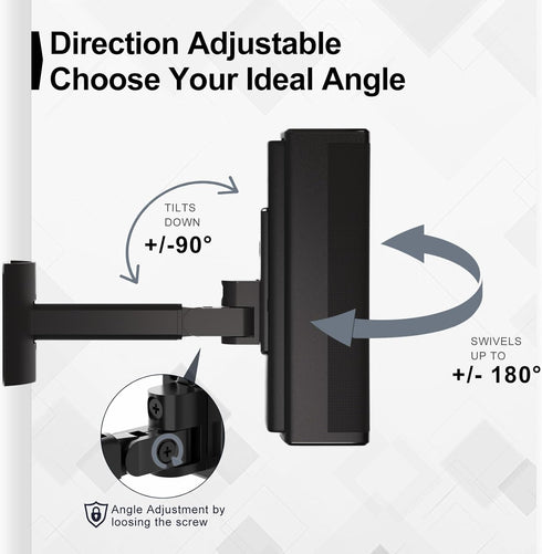 Speaker Wall and Ceiling Mount for Bose UB-20, WB-50 Series II, Adjustable Tilt & Swivel up to 180° (Black)