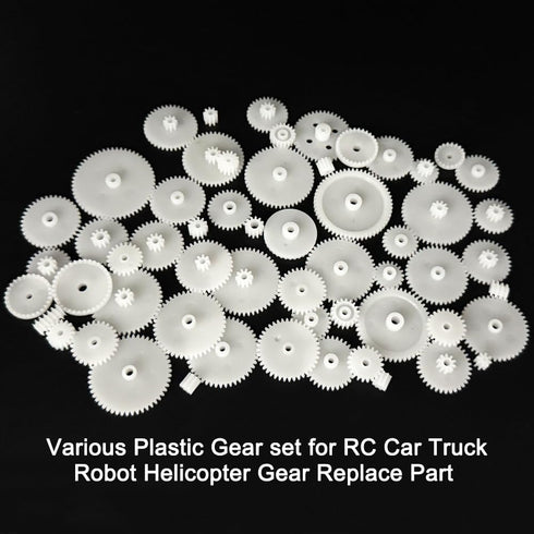 VBezbojny 58PCS 0.5 Set (58) Module Plastic Gear Single Double Reduction Motor Gear for DC Motor DIY Model Car Truck