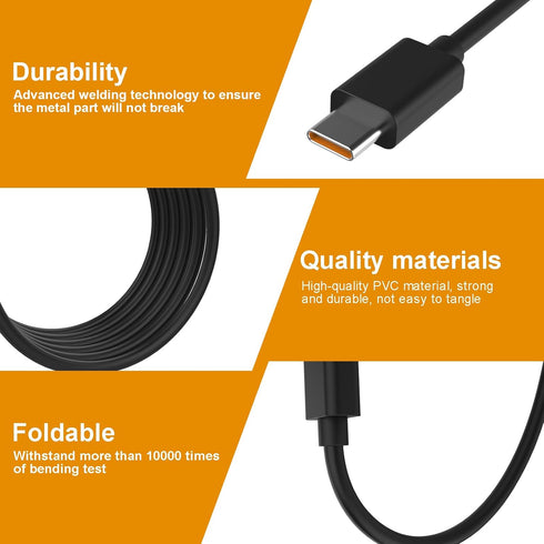 Type-C USB Charger Cable for JBL Charge 4, Charge 5, Flip 5, Flip 6, Pulse 4, Clip 4, Go 3, JRPOP, Endurance Peak II