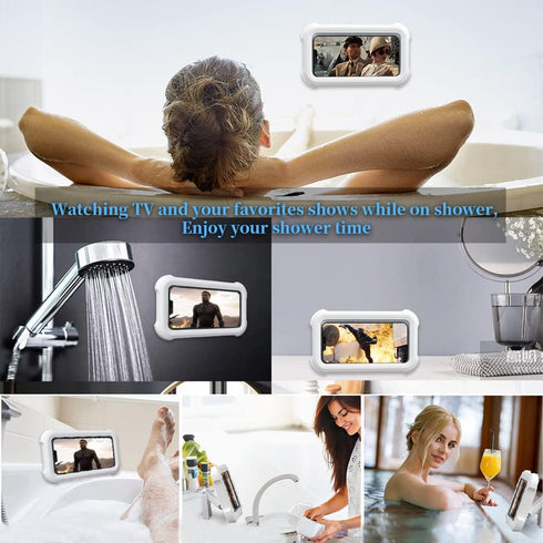 OOLYICO Upgraded Waterproof Shower Phone Holder Case with Touch Screen, 480° Rotating Wall Mount Shelf for 4"-7" Cell