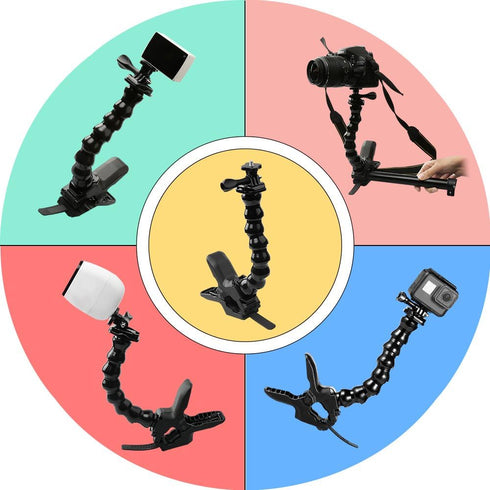 Suptig Jaws Flex Clamp Mount Gooseneck for GoPro Hero 12, 11, 10, 9, 8, 7, 6, 5, 4, Session, Akaso EK7000, Arlo Action