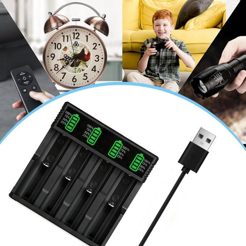 Generic 18650 4 3.7V 10440 14500 16340 18350 18500 18700 20700 21700 26650 Battery Charger, Bay LCD Display Smart Fast