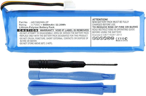 6000mAh AEC982999-2P Battery Replacement for JBL Charge Portable Bluetooth Speaker