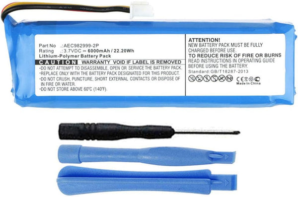 6000mAh AEC982999-2P Battery Replacement for JBL Charge Portable Bluetooth Speaker