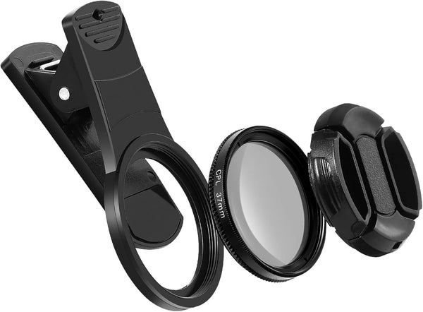 37mm Cell Phone Lens CPL Filter, Universal Phone Camera Lens Clip On, Circular CPL Polarizer Filter Compatible with