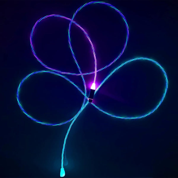 6.6ft/2m USB Type C Cable with LED Light Up, 7 Color RGB Gradual Changing, 66W 5A QC3.0 Fast Charger for Galaxy