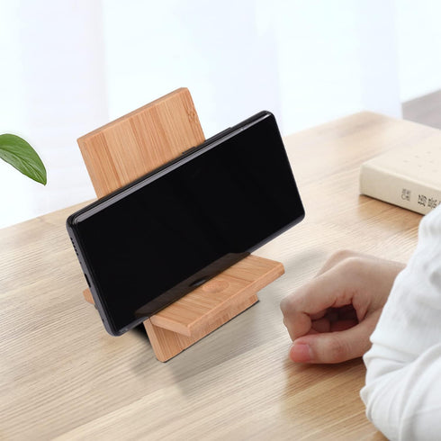 Japanese Style Mobile Stand, Bamboo Wood Cellphone Holder Desktop Organizer Charging Station for All Smartphones Tablets