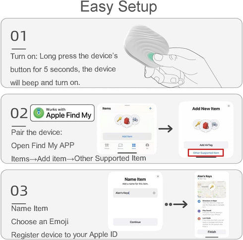 Air Key Finder Tag Coffee - Bluetooth Smart Key Tracker Tag for iOS, Keep Track of Important Items