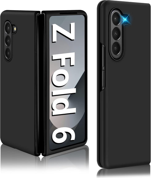 Z Fold 6 Liquid Silicone Case for Samsung Galaxy Z Fold6 5G, Slim Anti-Scratch Protective Cover for 7.6-inch, Black
