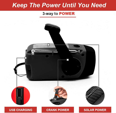 Upgrade Portable Solar Emergency Weather Radio, Hand Crank AM/FM NOAA Survival Radio with LED Flashlight