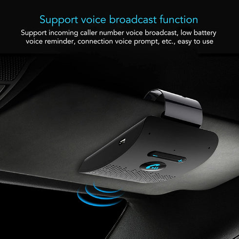 Handsfree Bluetooth Car Kit, Auto Power On Navigation Assistant, Visor Bluetooth Receiver with Back Clip