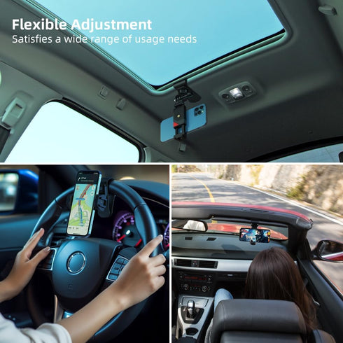 SOH Car Sun Visor Mount, Adjustable Long Arm Phone Holder for iPhone 15 Pro Max/14/13 Pro/Max/Mini/Samsung