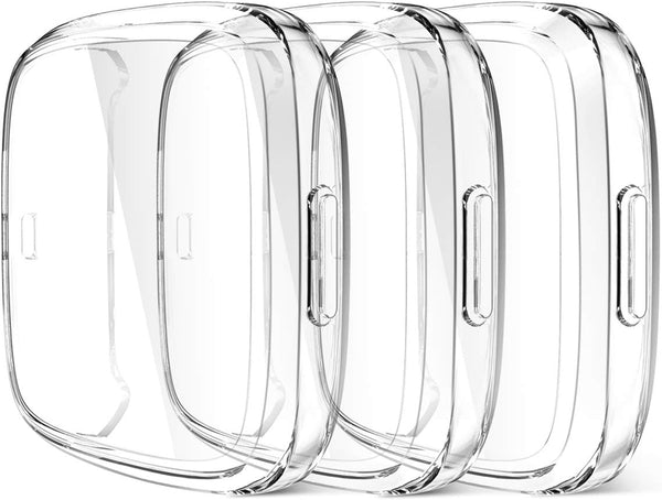 Maledan Ultra Thin Screen Protector Case for Fitbit Versa 2, 3 Pack TPU HD Full Protective Cover, Shock Absorbing