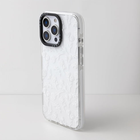 Dumkery 16 Cute White Flowers Case Compatible with iPhone Pro Max Clear Case, Floral Aesthetic Pattern, Soft TPU