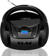 LONPOO Portable Boombox CD Player with FM Radio, USB, Bluetooth, AUX Input, Stereo Sound Speaker, Black