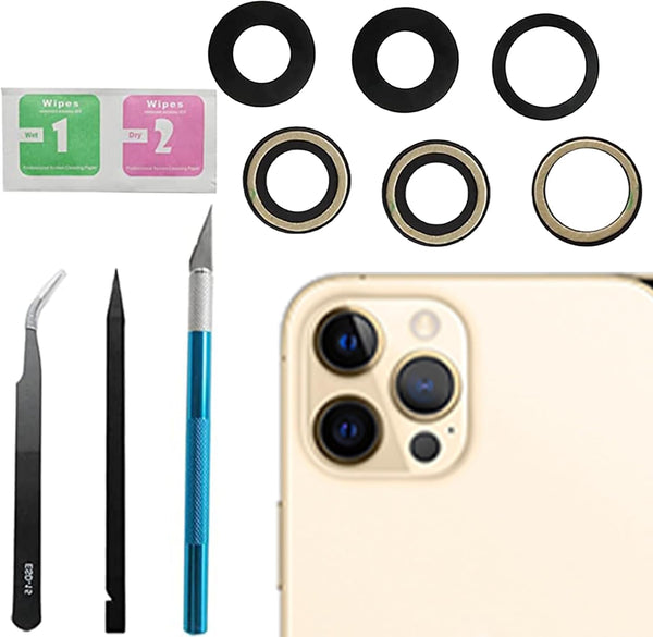 3 Pcs (1 Set) Sapphire Rear Back Camera Glass Lens Replacement for iPhone 12 Pro with Preinstalled Adhesive and Repair
