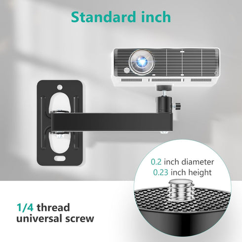 WALI 1/4" M4 M6 4.4lbs 1330LM-PMS, Mini Projector Wall Mount, Full Motion Adjustable Bracket for Screws, Hanging Holder