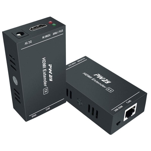 PWAY HDMI Extender 1080p@60Hz, Over Single Cat5e/Cat6/Cat7 Cable, Full HD Uncompressed Transmit Up to 164 Ft