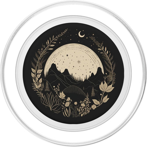 PopSockets PopGrip for MagSafe, Boho Chic Floral Forest Nature Mountain Moon Hiking Camping