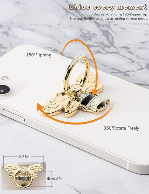Allengel Bee Phone Ring Holder Finger Kickstand with Crystal for iPhone or Smartphone Cases