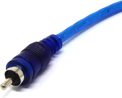 iexcell 2 Pcs RCA Speaker Splitter Shielding Cable Adapter, 1 Male to 2 Female, Blue