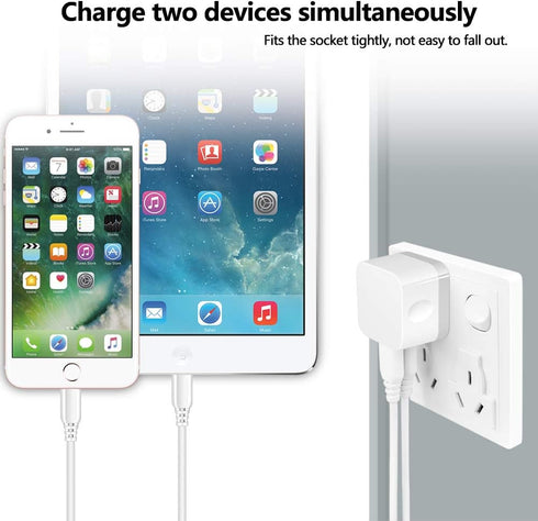 Dual USB Wall Charger, 2Pack 2.4A Double USB Wall Plug iPhone Fast Charger Block Box Brick Adapter for iPhone 15 14 13 12 11 Pro Max XS X 8 Plus,Samsung Galaxy S23 A53 A73 S22 S21 S20 S10 Note20 Ultra