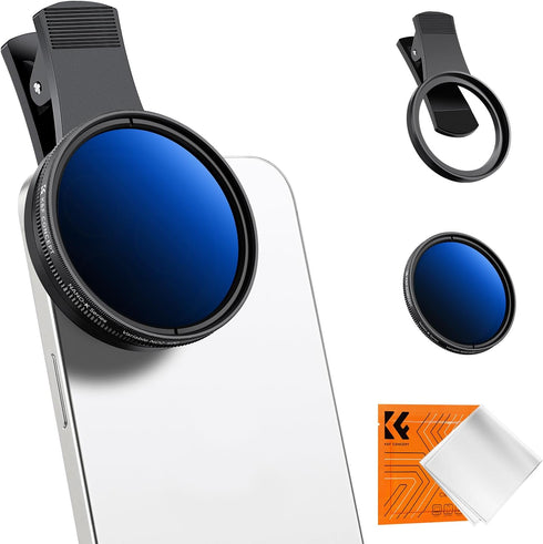52mm Clip-on ND2-400 Phone Camera Lens Filter Kit, Adjustable Neutral Density for iPhone 15 14 13 12 11