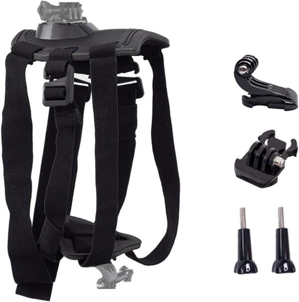 Dog Harness for GoPro, Soft Adjustable Pet Mount Vest with 2 Mounting Bases for Chest and Back Fixation, Medium Large
