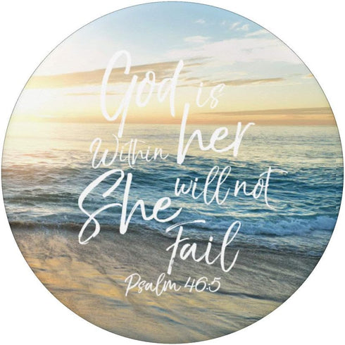 PopSockets Swappable PopGrip God is Within Her Christian Woman Bible Verse Ocean