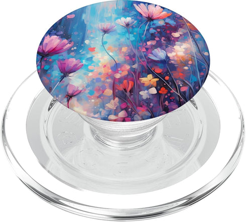 Painting of Flowers Under Purple Skies, PopSockets MagSafe PopGrip for iPhone