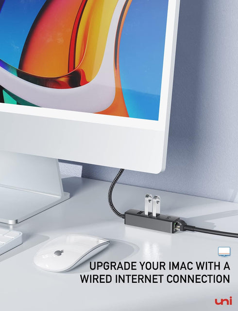 uni USB-C to Ethernet Adapter, USB C Hub with RJ45 1000 Gigabit Ethernet, Compatible with MacBook Pro/Air