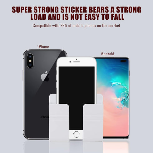 CEI&BPY 2Pcs Wall Mounted Phone Holder, Self Adhesive Stand for Shower/Charging, Compatible with iPhone and Android