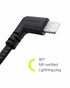 Zeskit USB to Lightning Cable MFi Certified, Short 10cm Braided L Shape Right Angle for Apple Devices