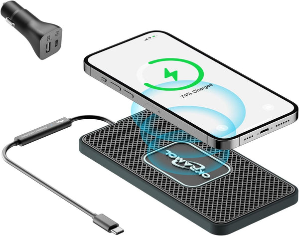 Wireless Charger for Car, Type C Fast Charging Pad for Multiple Devices, Adapter for AirPods, iPhone, Samsung