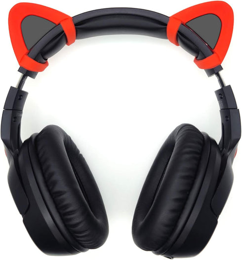 REEYEAR Cute Cat Ears Fits for HypreX Cloud II/Cloud Stinger/Cloud Flight Headsets, Universal Fit Lovely Kitty Adjustable Attachment Straps for Video Live Gaming Headphone,Red&Black