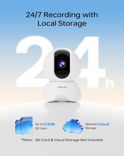 FOSCAM 3K 360 5MP 2-Way 2.4GHz (R5 Security Camera Indoor, PTZ Baby & Pet Monitoring for Home Security, Night Vision