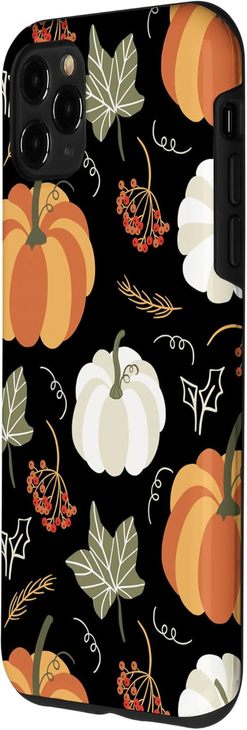 iPhone 11 Pro Max Case with Autumn Falling Leaves and Pumpkin Spice Harvest Design