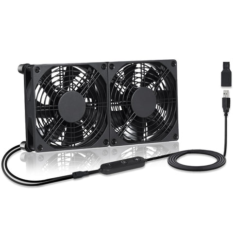 xiaoqijia Dual140mm 10-Speed Adjustable IPX5 Cooling Case Fan for Receiver DVR Xbox TV