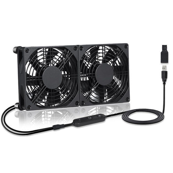 xiaoqijia Dual140mm 10-Speed Adjustable IPX5 Cooling Case Fan for Receiver DVR Xbox TV