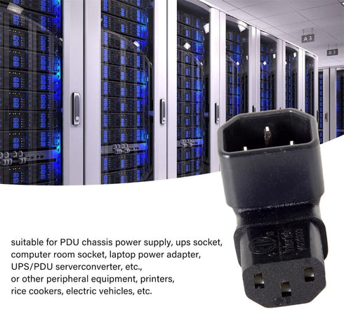 JSER IEC Male C14 to Right Angled 90 Degree IEC Female C13 Power Extension Adapter, 220V 10A Max