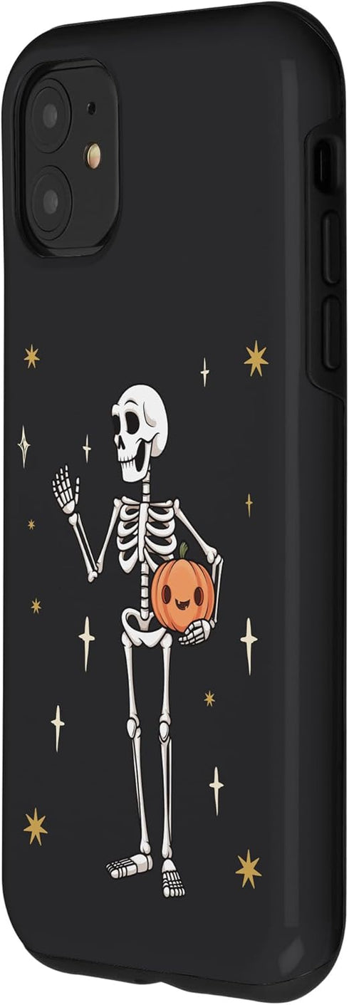 iPhone 11 Skeleton Case, Funny Halloween Design with Jack-O-Lantern Pumpkin