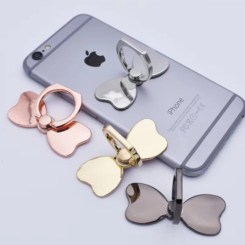 Cavdycidy Metal Butterfly Ring Holder for Cell Phone - Finger Ring Stability Holder Back Stand Car Mount Hook Kickstand