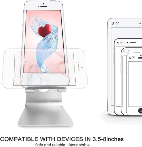 Cell Phone Tablet Stand Adjustable Multi-Angle Aluminum Non-Slip Dock Holder, Foldable Portable Desktop Organizer
